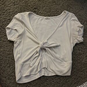 Garage White Ribbed Top